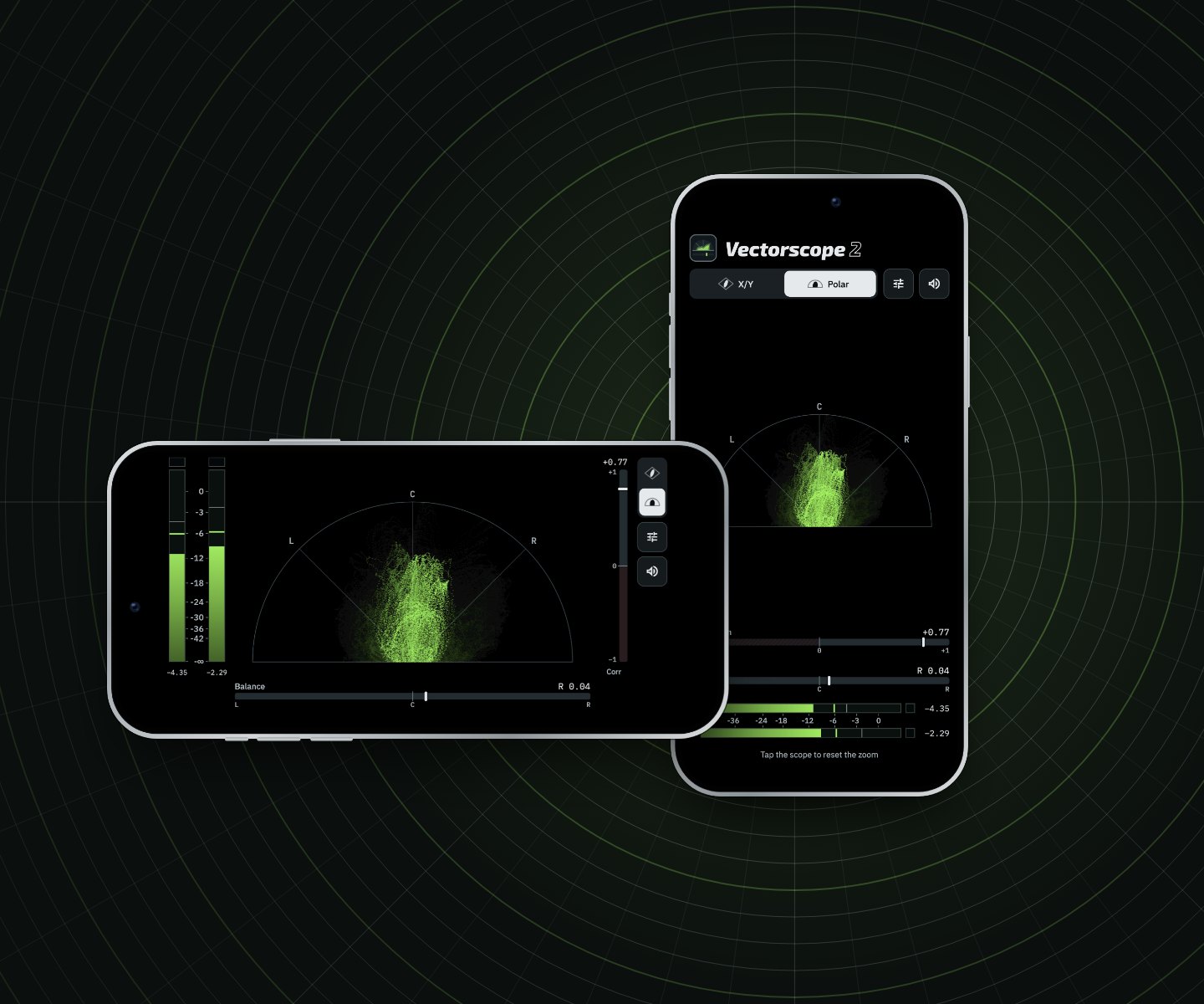 The polar view on an iPhone held upright and on one turned sideways